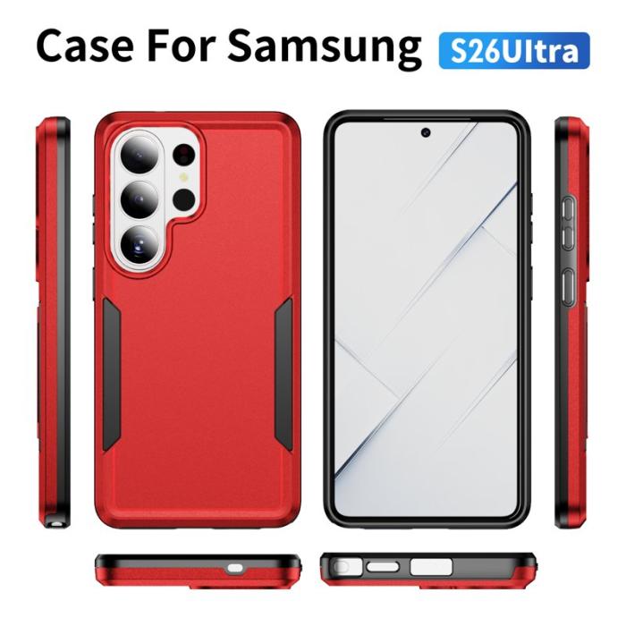 OEM - Mobilskal för Samsung Galaxy S26 Ultra PC + TPU Militärklass - Röd - Svart