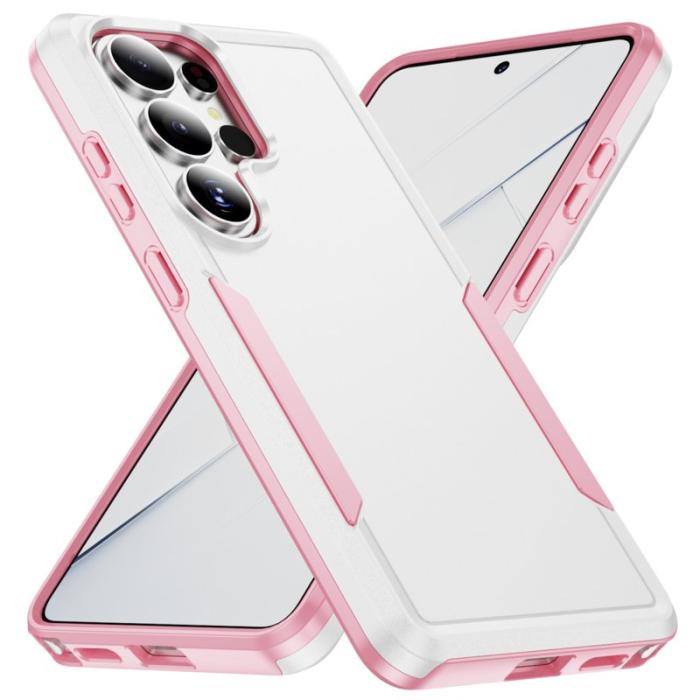 OEM - Mobilskal för Samsung Galaxy S26 Ultra PC + TPU Militärklass - Vit + Rosa