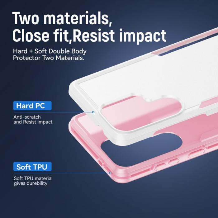 OEM - Mobilskal för Samsung Galaxy S26 Ultra PC + TPU Militärklass - Vit + Rosa