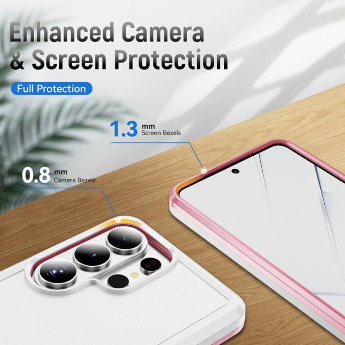 OEM - Mobilskal för Samsung Galaxy S26 Ultra PC + TPU Militärklass - Vit + Rosa