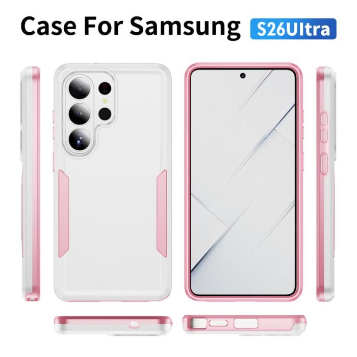 OEM - Mobilskal för Samsung Galaxy S26 Ultra PC + TPU Militärklass - Vit + Rosa