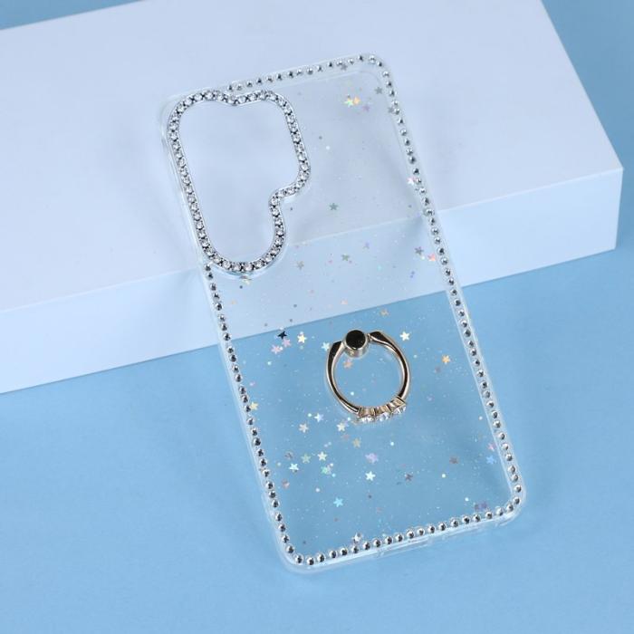 OEM - Mobilskal för Samsung Galaxy S26 Ultra Ring Kickstand TPU + PC - Glitterstjärnor