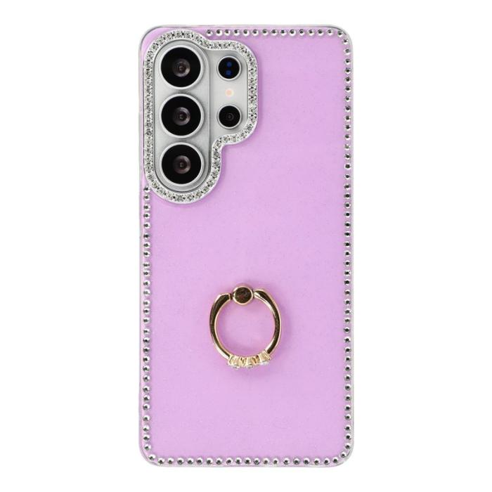 OEM - Mobilskal för Samsung Galaxy S26 Ultra Ring Kickstand TPU + PC - Glittrande Lila