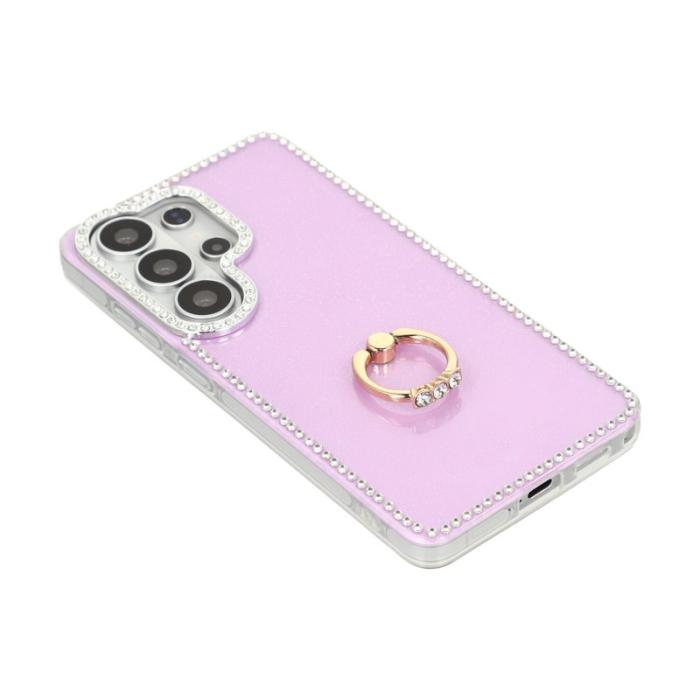 OEM - Mobilskal för Samsung Galaxy S26 Ultra Ring Kickstand TPU + PC - Glittrande Lila