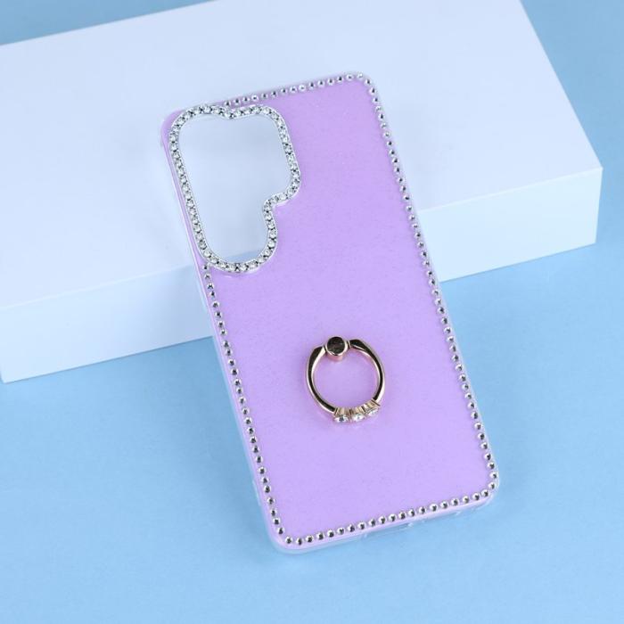 OEM - Mobilskal för Samsung Galaxy S26 Ultra Ring Kickstand TPU + PC - Glittrande Lila