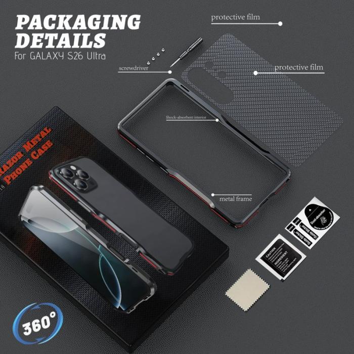 Luphie - Luphie Mobilskal för Samsung Galaxy S26 Ultra Shockproof Metallram - Silver