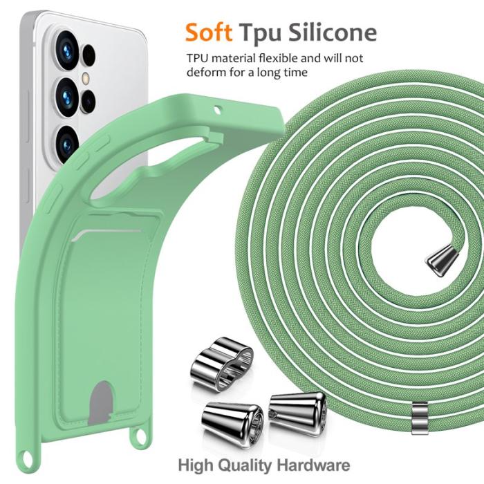 OEM - Mobilskal för Samsung Galaxy S26 Ultra Silikon med kortfack - Grön