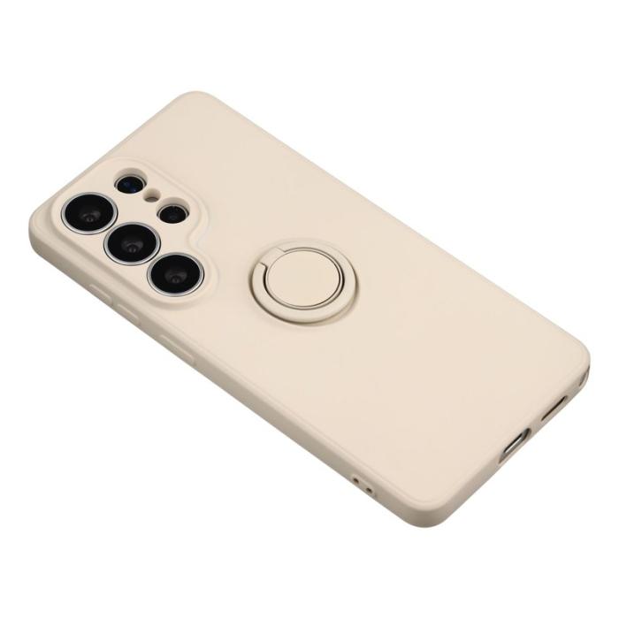 OEM - Mobilskal för Samsung Galaxy S26 Ultra Silikon med Ring Kickstand - Beige