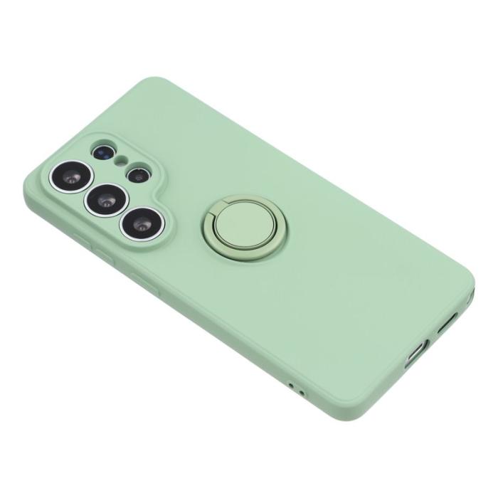 OEM - Mobilskal för Samsung Galaxy S26 Ultra Silikon med Ring Kickstand - Grön