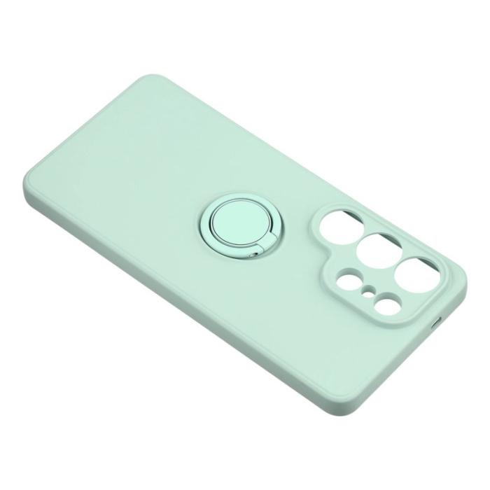 OEM - Mobilskal för Samsung Galaxy S26 Ultra Silikon med Ring Kickstand - Mintgrön