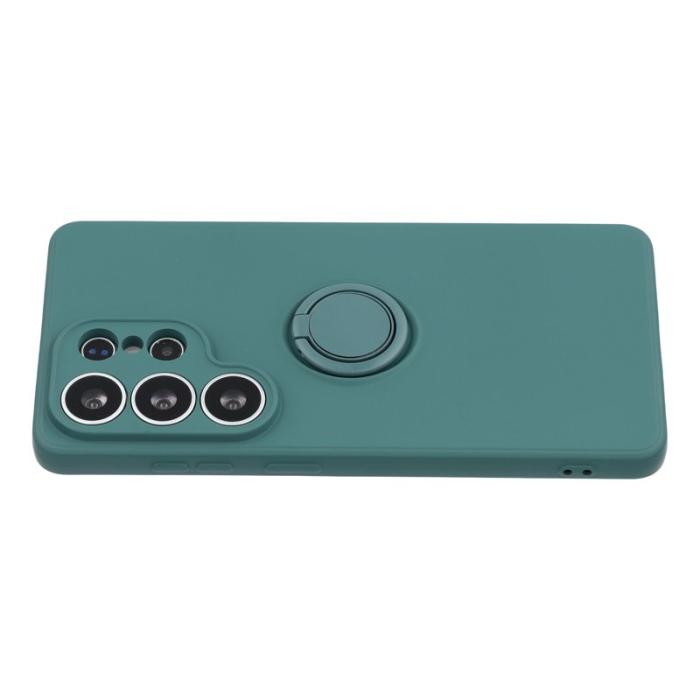 OEM - Mobilskal för Samsung Galaxy S26 Ultra Silikon med Ring Kickstand - Mörkgrön