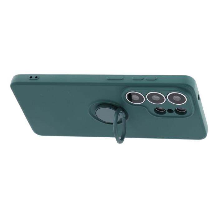 OEM - Mobilskal för Samsung Galaxy S26 Ultra Silikon med Ring Kickstand - Mörkgrön