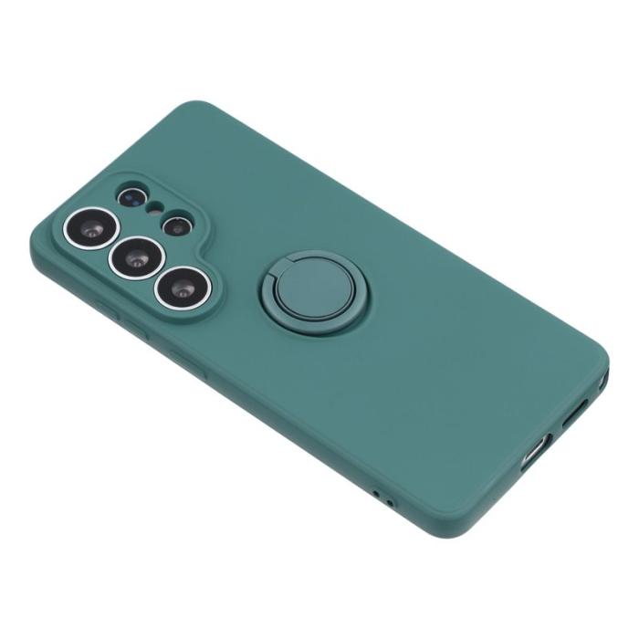 OEM - Mobilskal för Samsung Galaxy S26 Ultra Silikon med Ring Kickstand - Mörkgrön