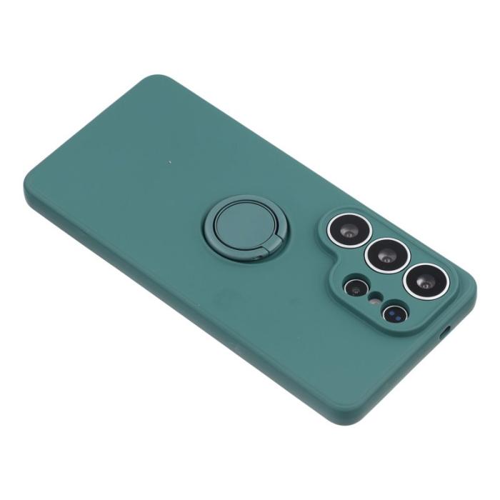 OEM - Mobilskal för Samsung Galaxy S26 Ultra Silikon med Ring Kickstand - Mörkgrön