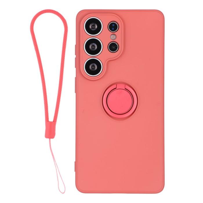 OEM - Mobilskal för Samsung Galaxy S26 Ultra Silikon med Ring Kickstand - Röd