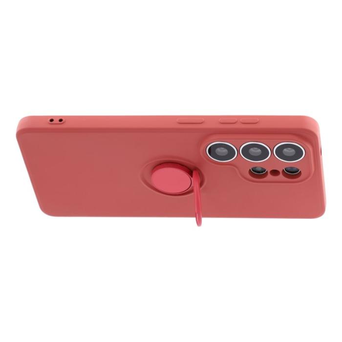 OEM - Mobilskal för Samsung Galaxy S26 Ultra Silikon med Ring Kickstand - Röd