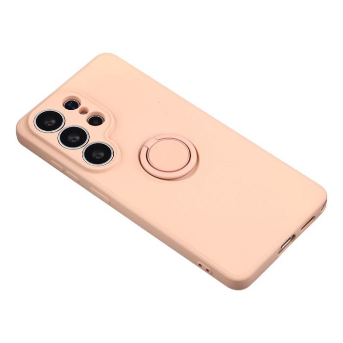 OEM - Mobilskal för Samsung Galaxy S26 Ultra Silikon med Ring Kickstand - Rosa