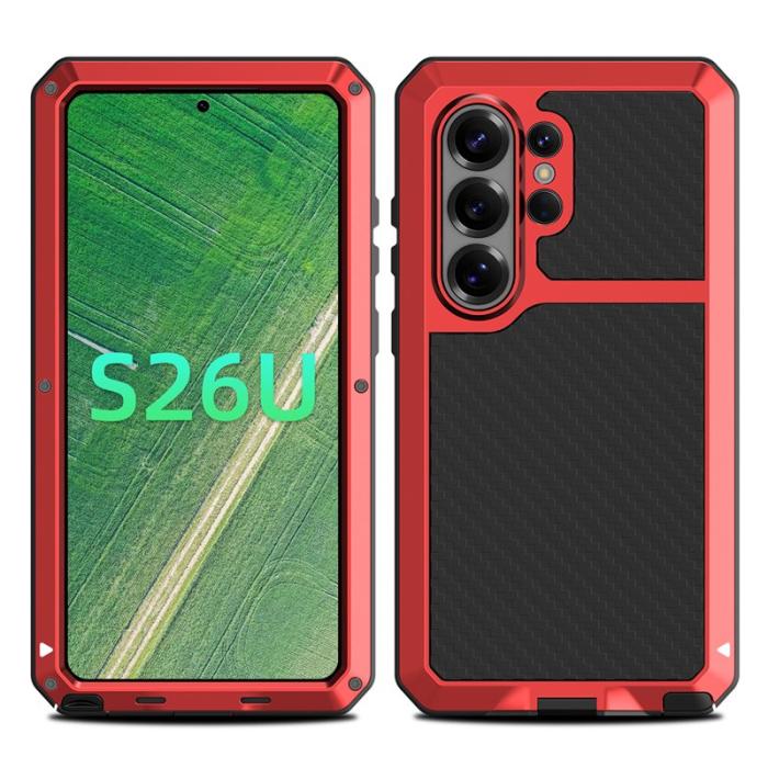 OEM - Mobilskal för Samsung Galaxy S26 Ultra Silikon + Metall - Röd