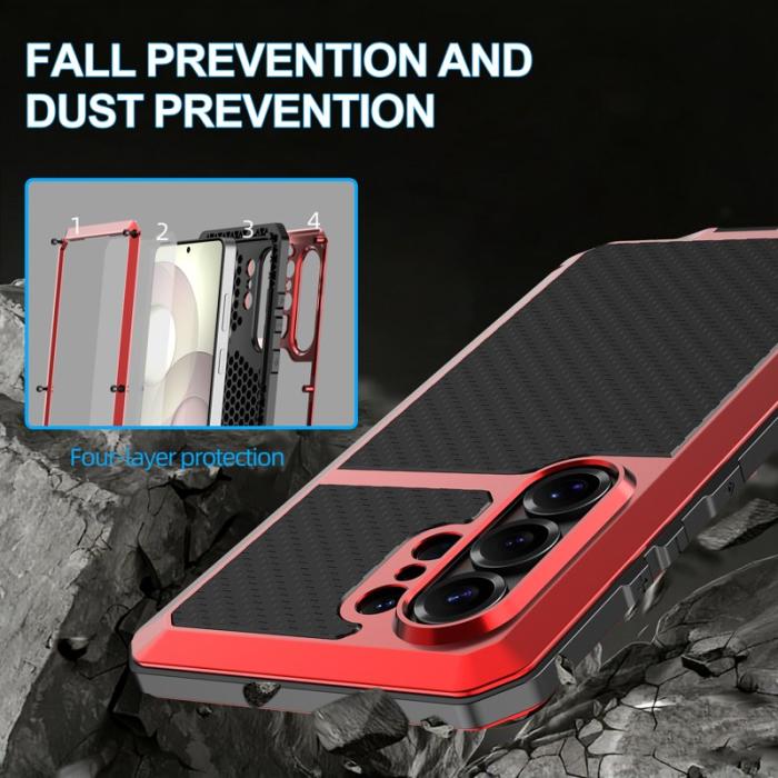 OEM - Mobilskal för Samsung Galaxy S26 Ultra Silikon + Metall - Röd