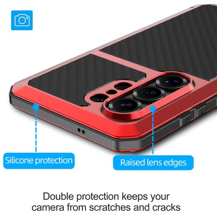 OEM - Mobilskal för Samsung Galaxy S26 Ultra Silikon + Metall - Röd