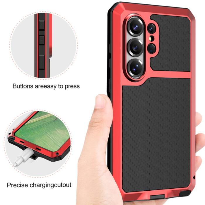 OEM - Mobilskal för Samsung Galaxy S26 Ultra Silikon + Metall - Röd