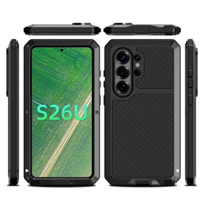 OEM - Mobilskal för Samsung Galaxy S26 Ultra Silikon + Metall - Svart