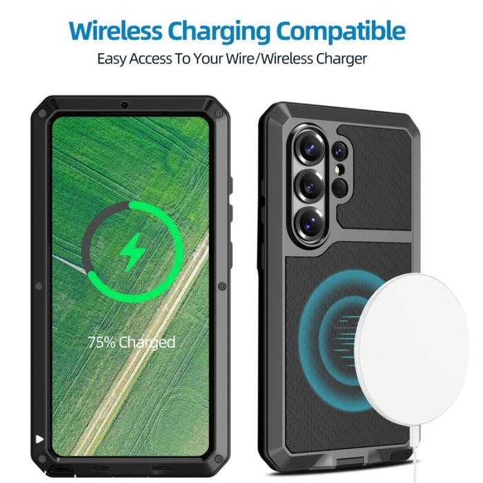 OEM - Mobilskal för Samsung Galaxy S26 Ultra Silikon + Metall - Svart