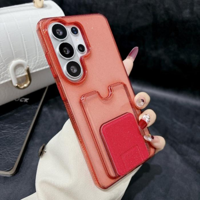 OEM - Mobilskal för Samsung Galaxy S26 Ultra Stöttålig TPU med kortfack - Vinröd