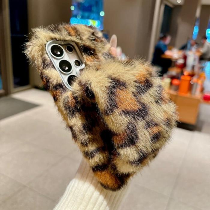 OEM - Mobilskal för Samsung Galaxy S26 Ultra TPU Fluffy Leopard - Grön