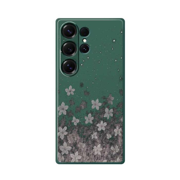 OEM - Mobilskal för Samsung Galaxy S26 Ultra TPU - Grön med blommönster