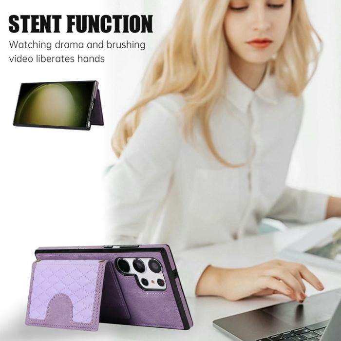 OEM - Mobilskal för Samsung Galaxy S26 Ultra TPU + Konstläder Kickstand - Lila