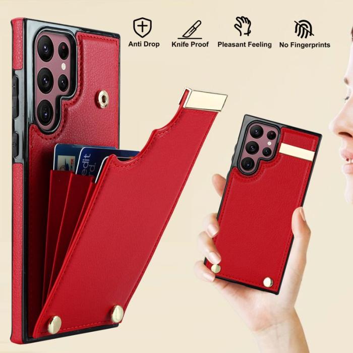 OEM - Mobilskal för Samsung Galaxy S26 Ultra TPU + Konstläder - Röd