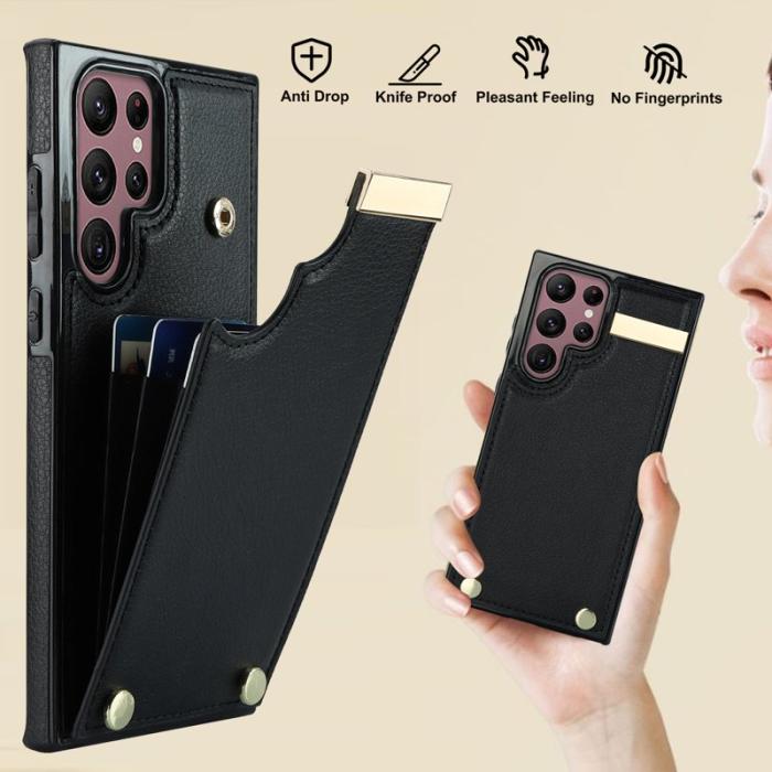 OEM - Mobilskal för Samsung Galaxy S26 Ultra TPU + Konstläder - Svart