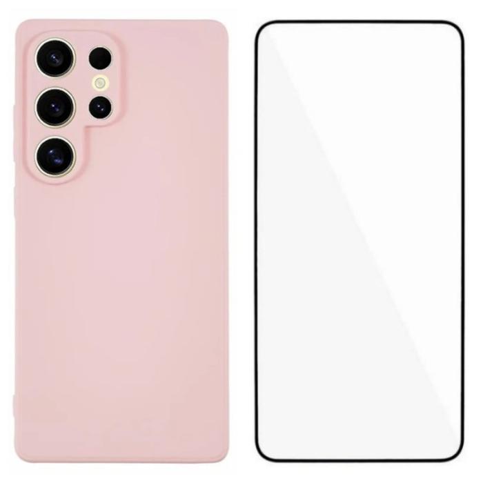 WANLONFENG - WANLONFENG Mobilskal för Samsung Galaxy S26 Ultra TPU med härdat glas - Rosa