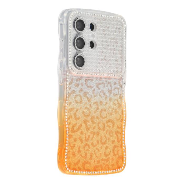 OEM - Mobilskal för Samsung Galaxy S26 Ultra TPU med rhinestones - Gradient Orange