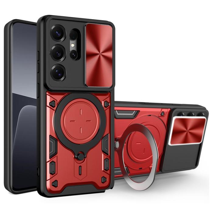 OEM - Mobilskal för Samsung Galaxy S26 Ultra TPU + PC med Kickstand - Röd