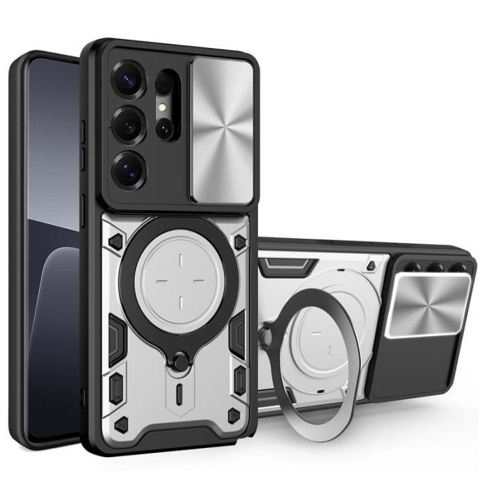 OEM - Mobilskal för Samsung Galaxy S26 Ultra TPU + PC med Kickstand - Silver