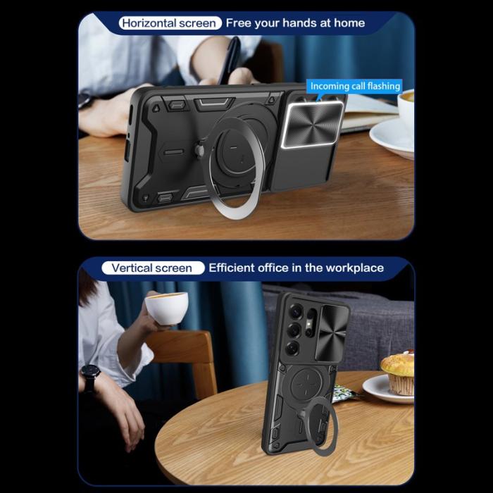 OEM - Mobilskal för Samsung Galaxy S26 Ultra TPU + PC med Kickstand - Svart