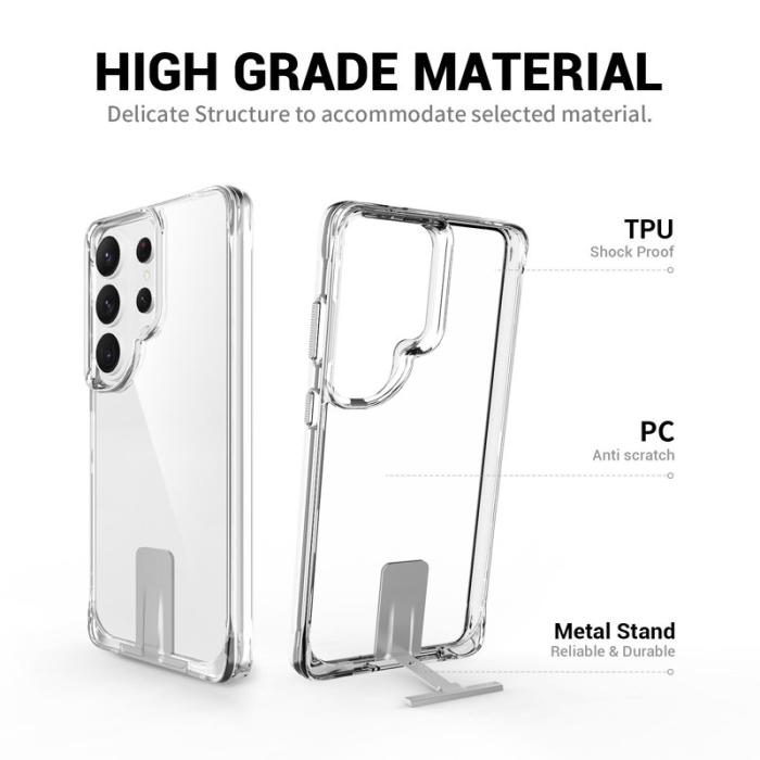 OEM - Mobilskal för Samsung Galaxy S26 Ultra TPU + PC med Kickstand - Transparent