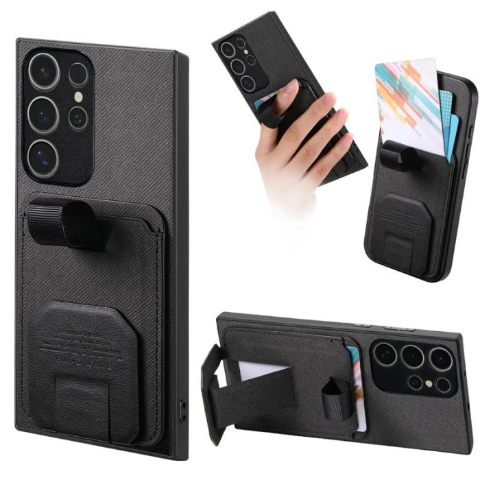 OEM - Mobilskal för Samsung Galaxy S26 Ultra TPU + Konstläder med kortfack - Svart