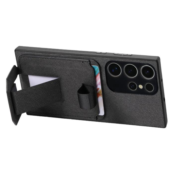 OEM - Mobilskal för Samsung Galaxy S26 Ultra TPU + Konstläder med kortfack - Svart