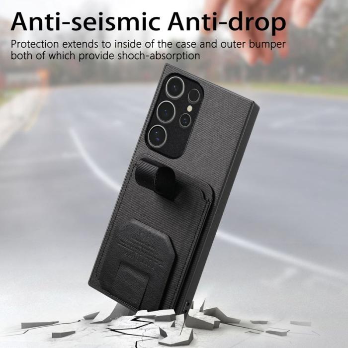 OEM - Mobilskal för Samsung Galaxy S26 Ultra TPU + Konstläder med kortfack - Svart