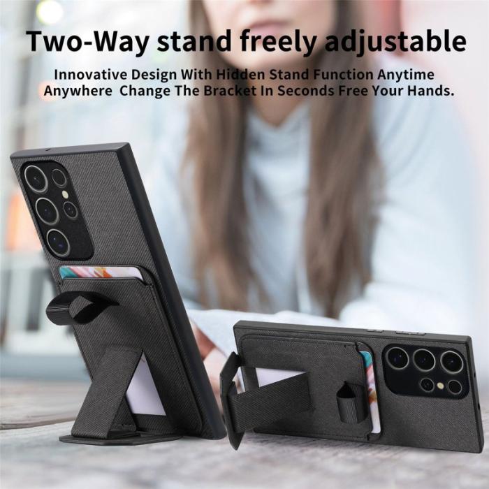 OEM - Mobilskal för Samsung Galaxy S26 Ultra TPU + Konstläder med kortfack - Svart