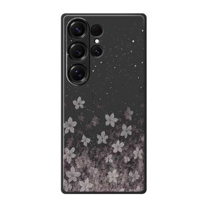 OEM - Mobilskal för Samsung Galaxy S26 Ultra TPU - Svart med blommor