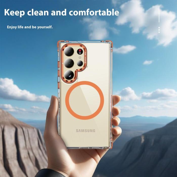 OEM - Mobilskal för Samsung Galaxy S26 Ultra Transparent med Kickstand - Orange