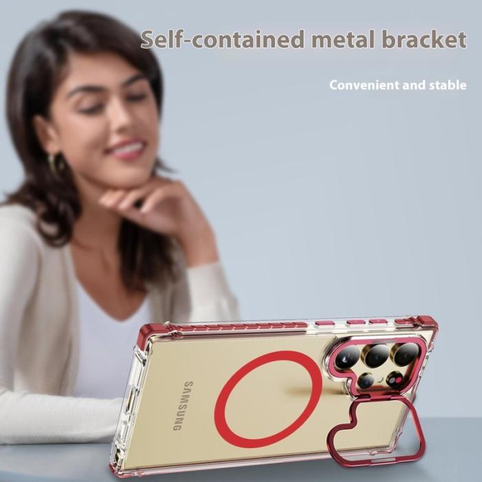 OEM - Mobilskal för Samsung Galaxy S26 Ultra Transparent med Kickstand - Röd