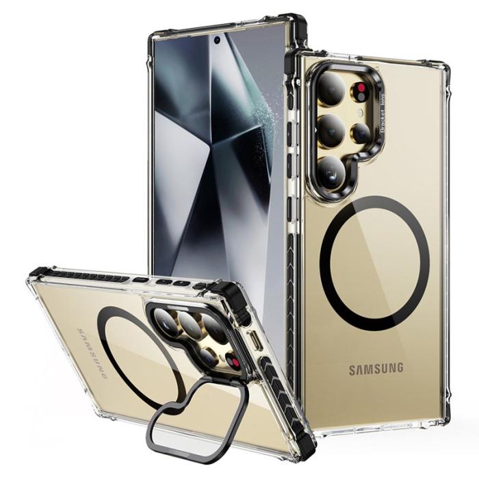 OEM - Mobilskal för Samsung Galaxy S26 Ultra Transparent med Kickstand - Svart