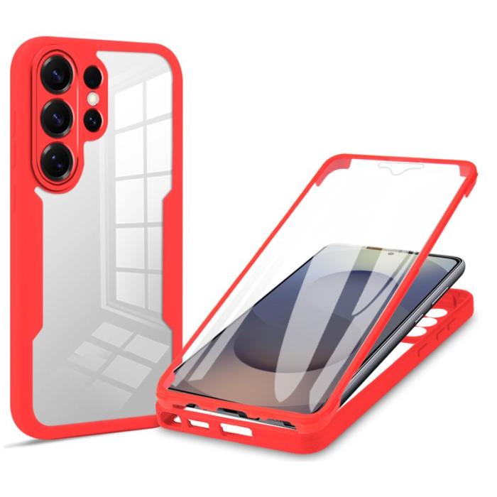 OEM - Mobilskal för Samsung Galaxy S26 Ultra Transparent TPU + PET Film - Röd