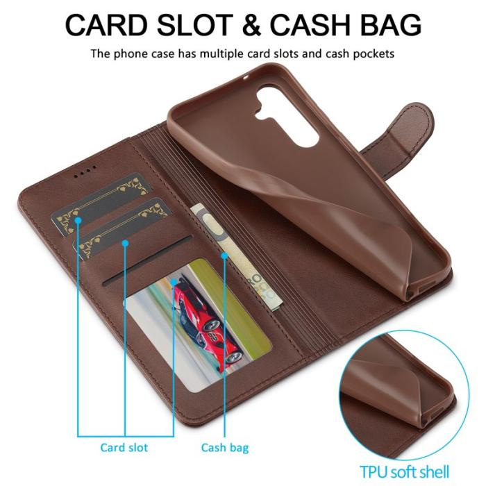 LC.imeeke - LC.IMEEKE Plånboksfodral för Samsung Galaxy S26 Konstläder - Brun