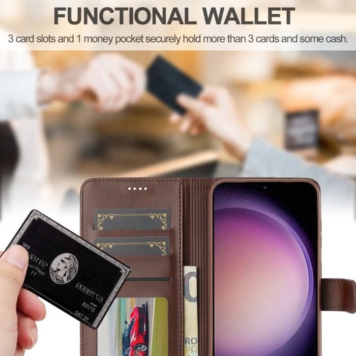 LC.imeeke - LC.IMEEKE Plånboksfodral för Samsung Galaxy S26 Konstläder - Brun